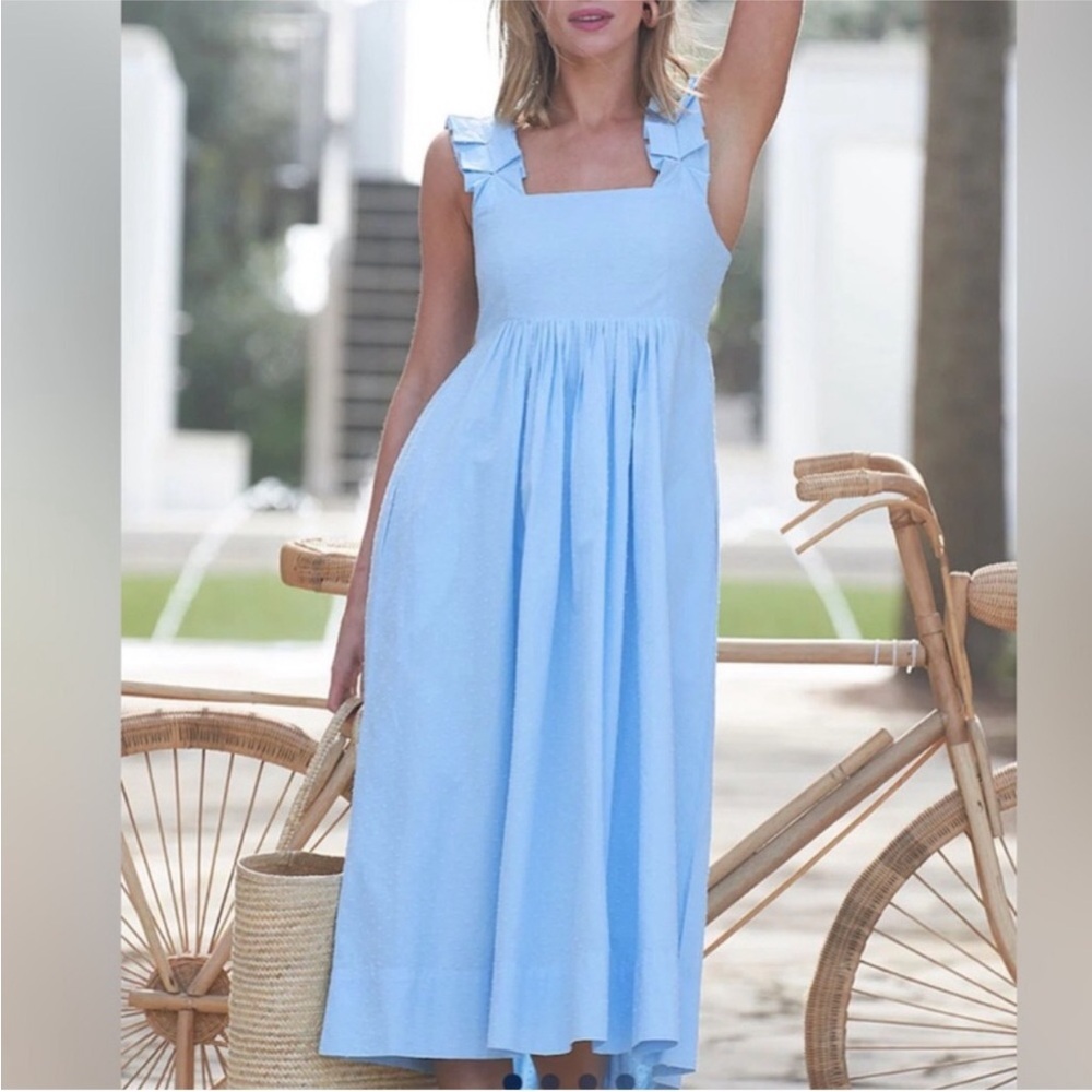 Lake Baby Blue Swiss Dot Cotton Sundress-XXS